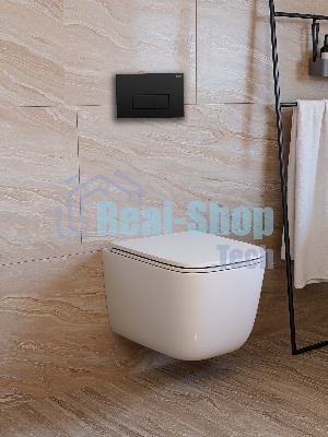 Инсталляция с унитазом комплект BAU PRO 6 в 1: унитаз подвесной безободковый торнадо Bau Dream 51х35, быстросъемное сиденье микролифт, кнопка смыва BAU Hotel, черный матовый