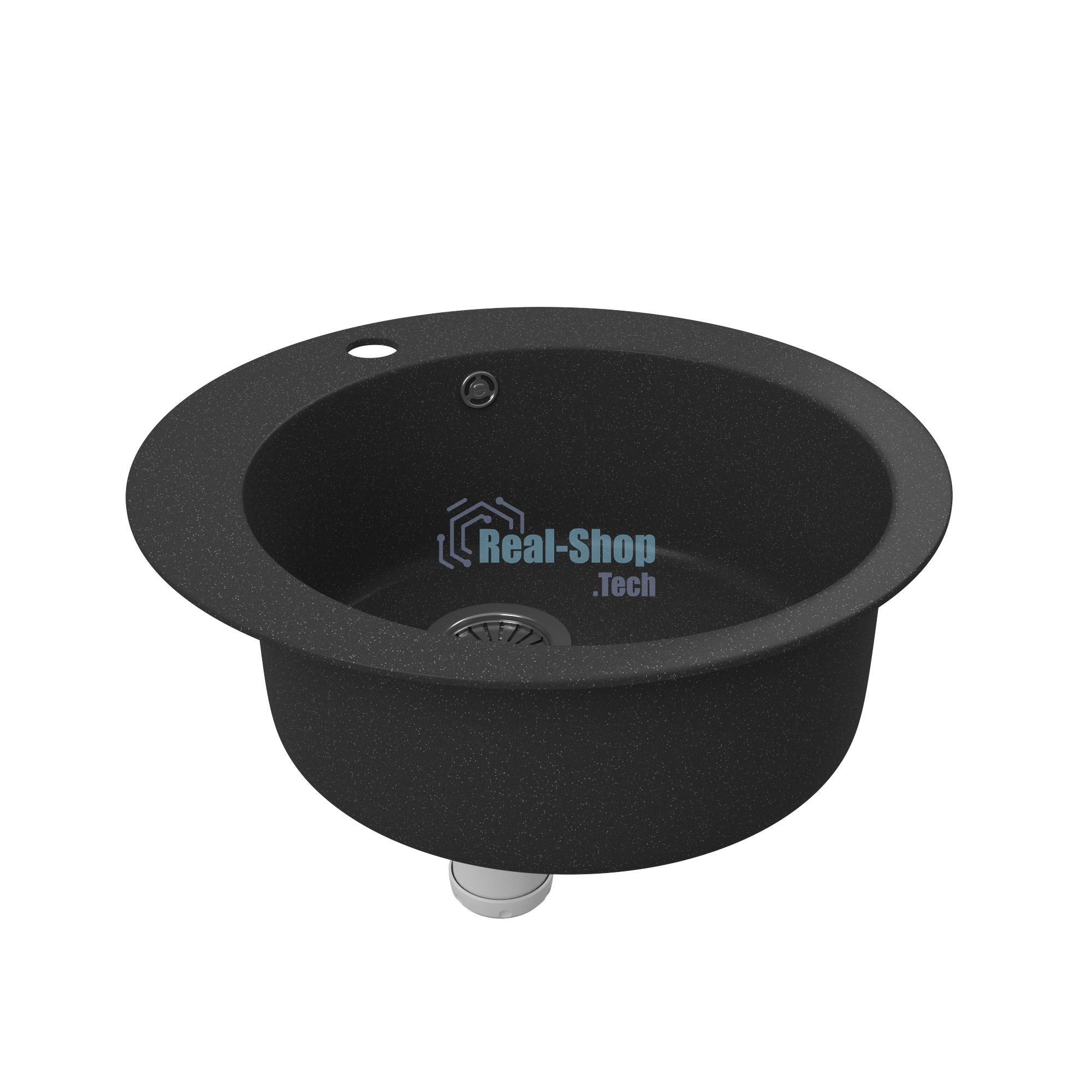 Мойка для кухни BAU Dream Black stone D 50, выпуск с сифоном в комплекте, черный камень